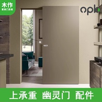 Trackless Ghost Door Two-way Buffer Invisible Track Bedroom Kitchen Partition Push-and-pull Wooden Door Hanging Slide Rail Five Gold Accessories