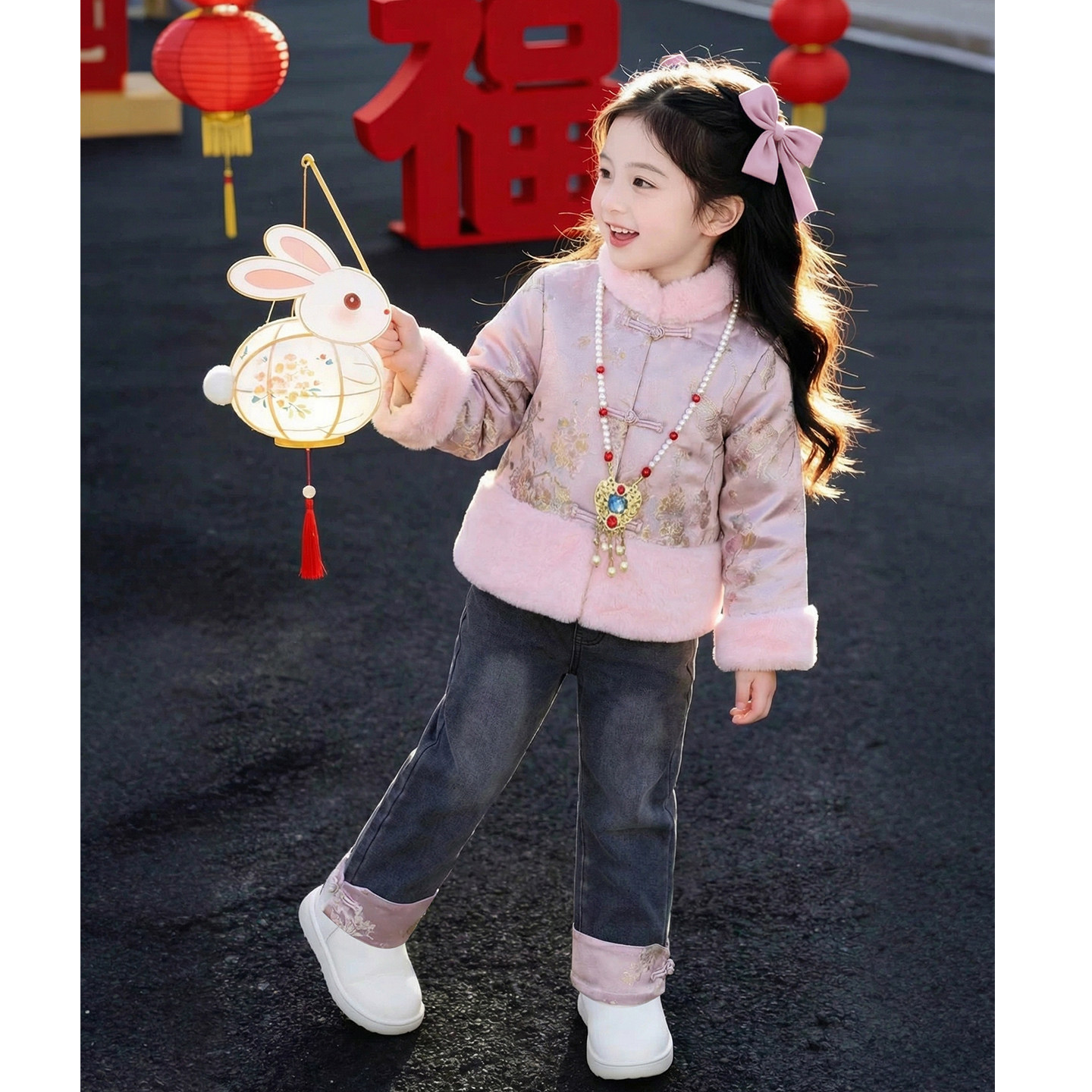 女童冬装套装2026新款儿童洋气汉服国风中式加厚爆款女孩两件套潮,淘宝优惠券,粉丝福利购,淘宝优惠卷