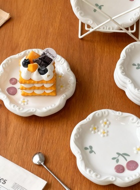 田园风手绘花朵陶瓷餐具摆件