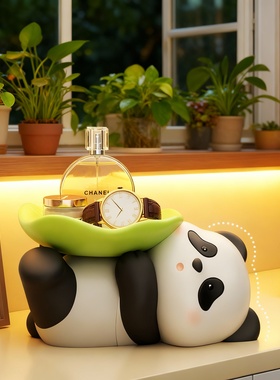 国潮熊猫造型单体树脂家居装饰品