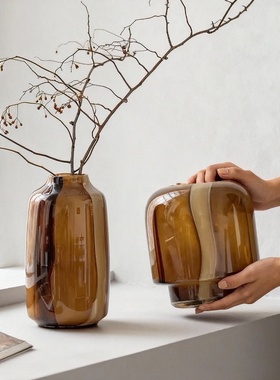 复古几何玻璃花瓶手工装饰摆件