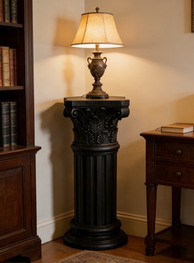 北欧法式复古罗马柱茶几中古风客厅边几摆件家居装饰品展示架别墅