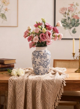 新中式青花瓷陶瓷花瓶装饰摆件