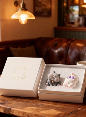 卡通猫咪树脂桌面摆件礼盒闺蜜