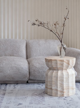 侘寂风几何大理石边几客厅沙发