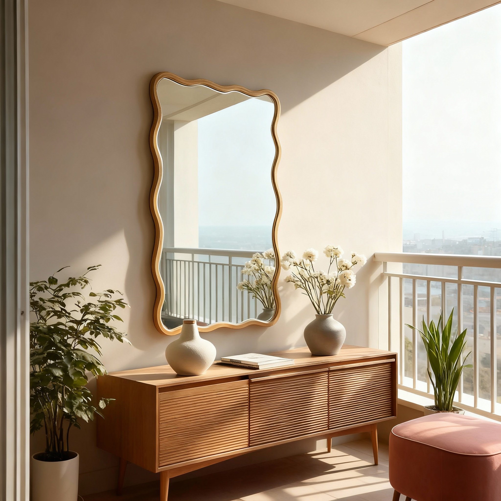 北欧轻奢木质异形边框装饰镜客厅落地全身镜高级感,淘宝优惠券,粉丝福利购,淘宝优惠卷