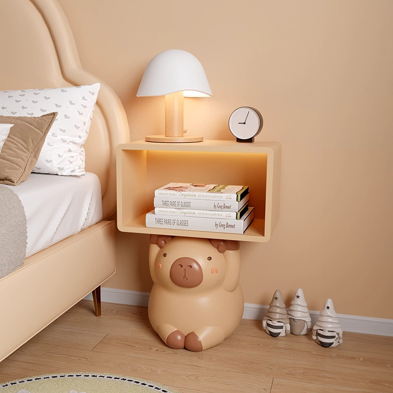 2025新款卡皮巴拉儿童床头柜家用卧室置物架创意带灯可爱收纳柜子,淘宝优惠券,粉丝福利购,淘宝优惠卷