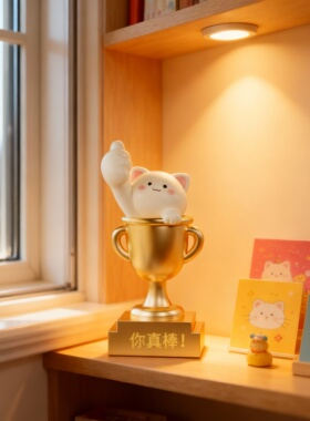 可爱猫咪招财树脂桌面摆件