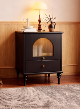 复古法式实木床头柜收纳摆件