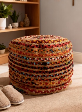 民族风手工编织圆形棉麻蒲团坐垫