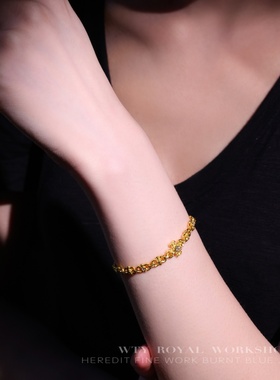 造办处细工精细工艺烧蓝足金月汐星澜手链