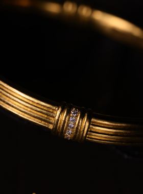 精美工艺烧蓝足金星火棱格手镯