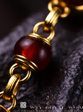 梧桐雨造办处细工足金鎏金赤珀 · 丝路之吻手链