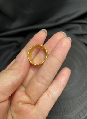 周洋霞国金錾刻足金五条经文戒指