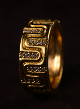 梧桐雨细工造办处足金回纹时戒指