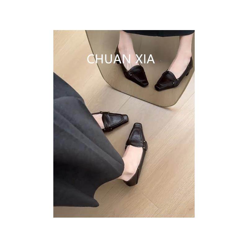 羊皮版！法式复古方头玛丽珍鞋女配裙子粗跟小皮鞋通勤真皮高跟鞋,淘宝优惠券,粉丝福利购,淘宝优惠卷