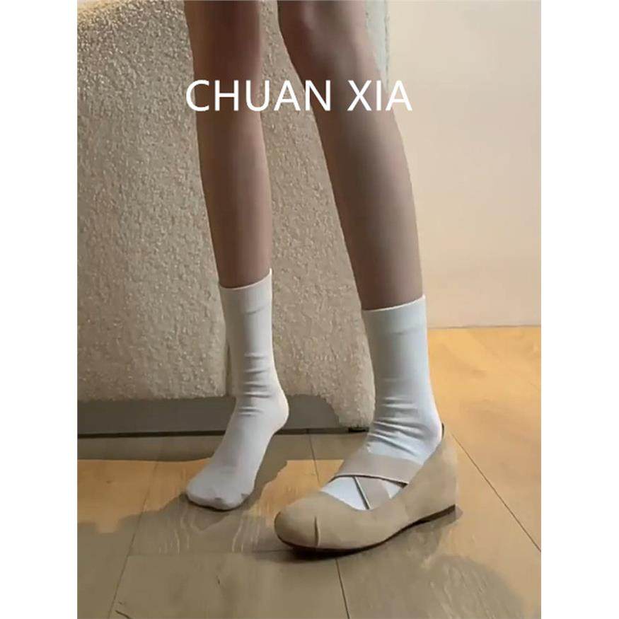 羊皮版~复古交叉带玛丽珍鞋女内增高圆头单鞋浅口配裙子芭蕾舞鞋,淘宝优惠券,粉丝福利购,淘宝优惠卷