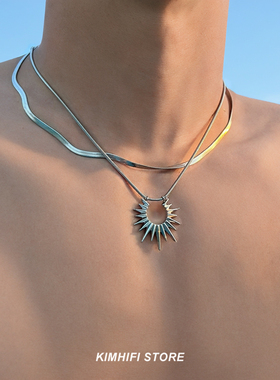 钛钢蛇骨链男叠戴项链