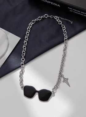 男女钛钢墨镜项链高级感