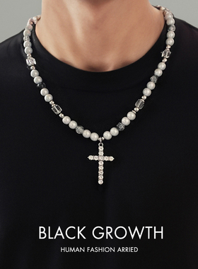 钛钢十字架男反光项链