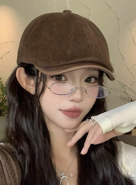 2026新款帽子女秋冬日系文艺英伦复古反戴画家前进贝雷帽大头围