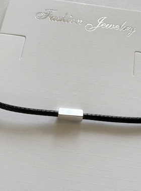 日韩极简冷淡风百搭小细绳项链 钛钢不掉色小方块choker锁骨链