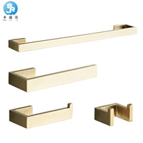 Sacred Jujia 304 Stainless Steel Wool Towel Rack Suit Wire Drawing Gold Bathroom Hardware Pendant Cross Border Towel Ring Toilet Paper Rack