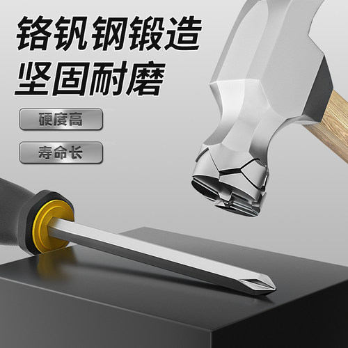 得力一字穿心螺丝刀敲击加粗镙丝刀平口改锥套装十字梅花起子加长 - 图3