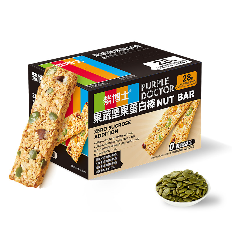 紫博士果蔬坚果蛋白棒代餐燕麦棒能量饼干