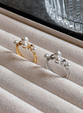 珍珠戒指开口可调节2026新款轻奢小众高级感小珠澳白气质独特食指