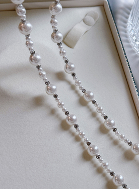 蝴蝶结珍珠项链长款毛衣链秋冬女2025新款爆款轻奢小众高级感正品