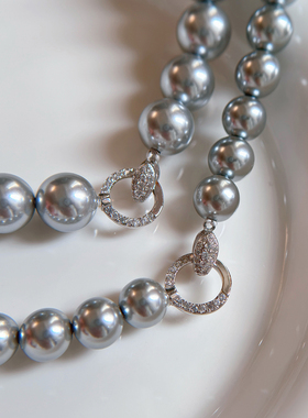 真多麻铂金灰珍珠项链女2025新款爆款轻奢小众高级感颈链官方正品