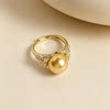Light luxury pearl and diamond open ring for women