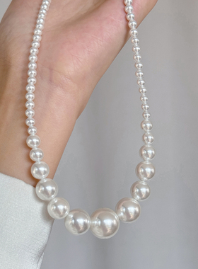 微笑渐变大小珍珠项链女2026新款爆款轻奢小众颈链正品官方旗舰店