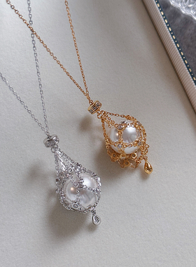 网兜珍珠项链渔网2025新款爆款女s925纯银秋冬毛衣链澳白轻奢小众