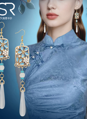 教师中秋节礼物新中式仿珍珠耳夹