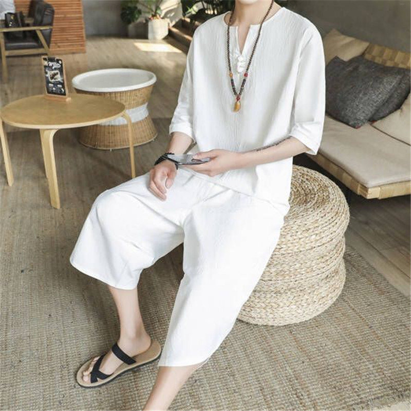 衣服禅服男套装亚麻居士服传统禅意道家中国风麻料修行棉麻古装夏 - 图3