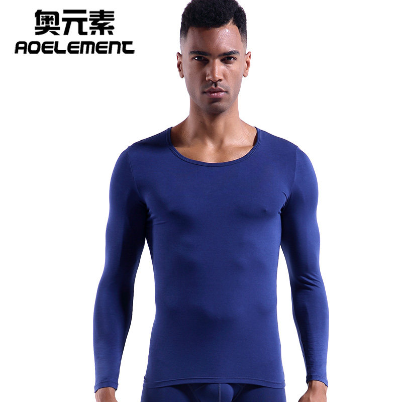 男士莫代尔秋冬单件秋衣修身打底衫 奥元素保暖上装