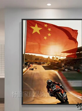 张雪爱国机车统一励志装饰画创意热爱挂画企业文化墙海报公司氛围
