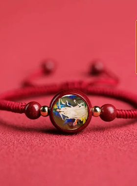 朱砂手链九尾狐手绳玄红白狐蓝狐帅主小狐狸编织红绳本命年男女款