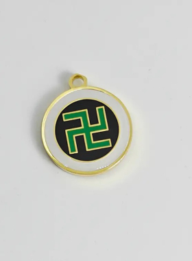 2CM潘氏双面万字三元太极吊坠镀金双面滴胶黄万中红太极项链