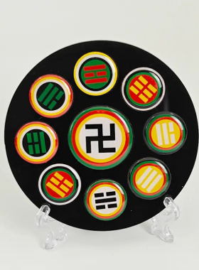 9公分后天八卦万字太极八卦五龙震盘小五龙单面亚克力黄铜太极盘