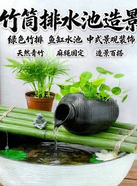 竹排板鱼缸流水配件装饰竹小筏竹多肉DIY摆件新鲜老竹子手工编织