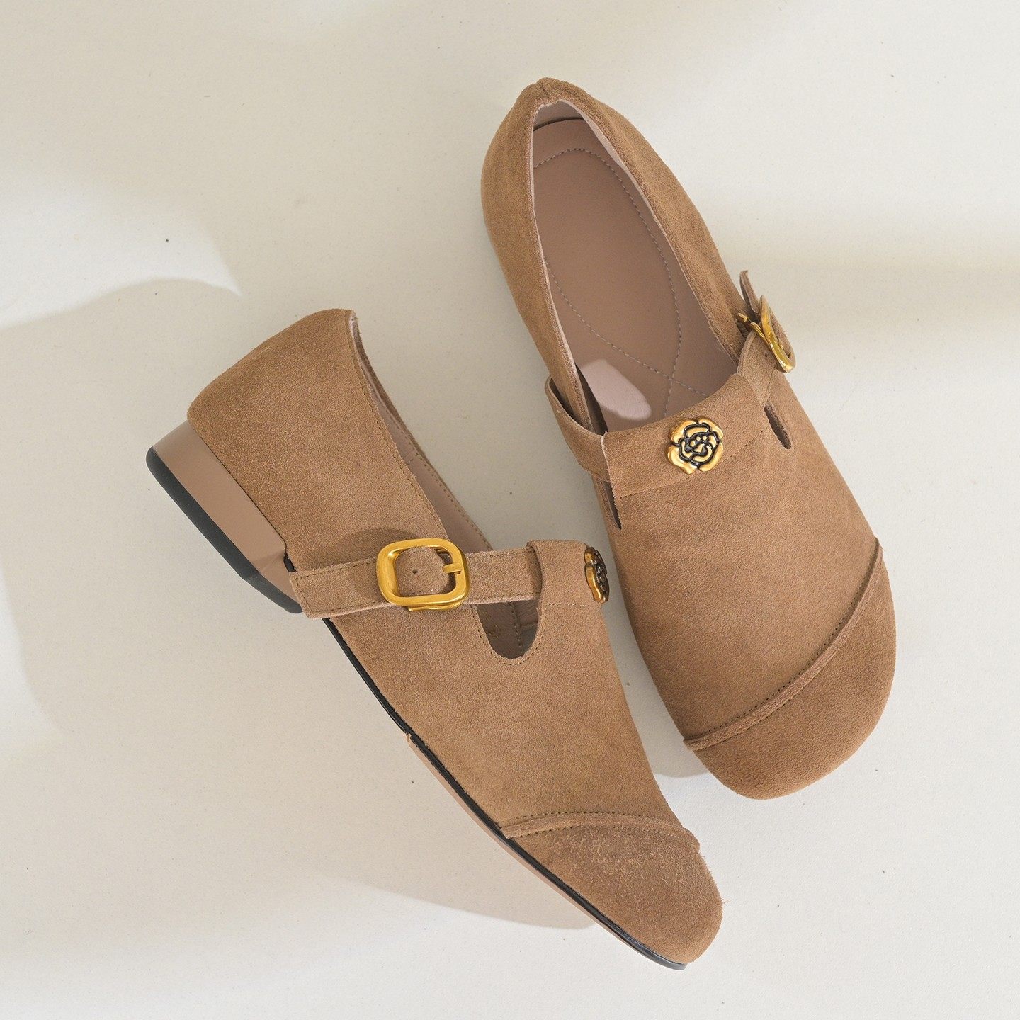 步享羊皮山茶花深口勃肯鞋女软底通勤圆头平底真皮休闲单鞋奶奶鞋,淘宝优惠券,粉丝福利购,淘宝优惠卷