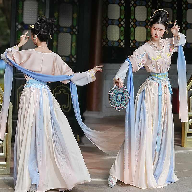 坦领女中国风齐腰原创敦煌飞天汉服 卡妆妮汉服