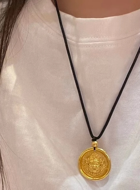 高品质经典时尚高雅古风吊坠小众设计感财神项链精致个性独特配饰