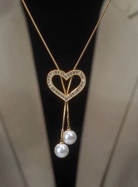 臻萌其它铜微镶水波女爱心项链