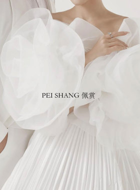 佩赏婚纱手套花朵长款袖子