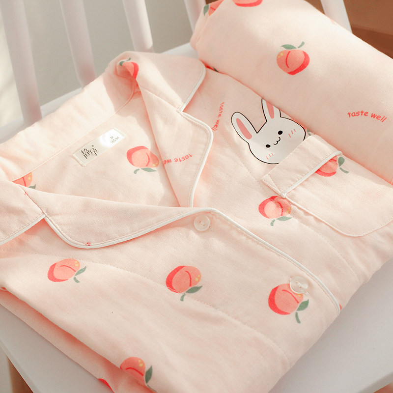 月子服夏季产后纯棉纱布吸汗7睡衣 静孕家居服套装