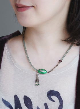 流苏项链无同螳螂金玉满堂银烧蓝